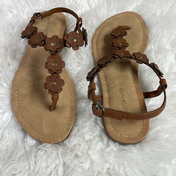 ANDIAMO Brown Floral Thong Sandals Ladies Size 8 1/2 - Picture 6 of 11